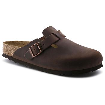 Birkenstock Soft Footbed Oiled Læder Boston Herre Kaffe | DK 200XYU